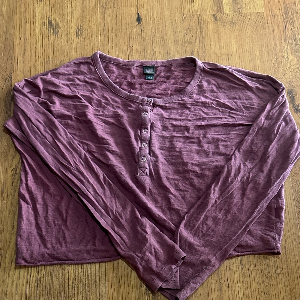 Wild Favle Burgundy Long Sleeve Crop Shirt